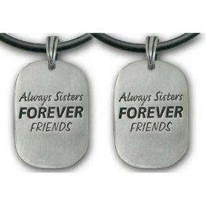 2pc Double Set - Always Sisters - Forever Friends Necklaces - Pewter Pendants